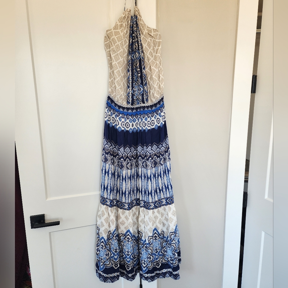 NWOT Hale Bob Drop Waist Halter Maxi